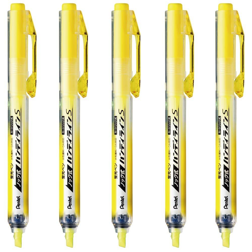 Pentel Handyline S 5 pens Highlighter, Yellow, XSXNS15-G,