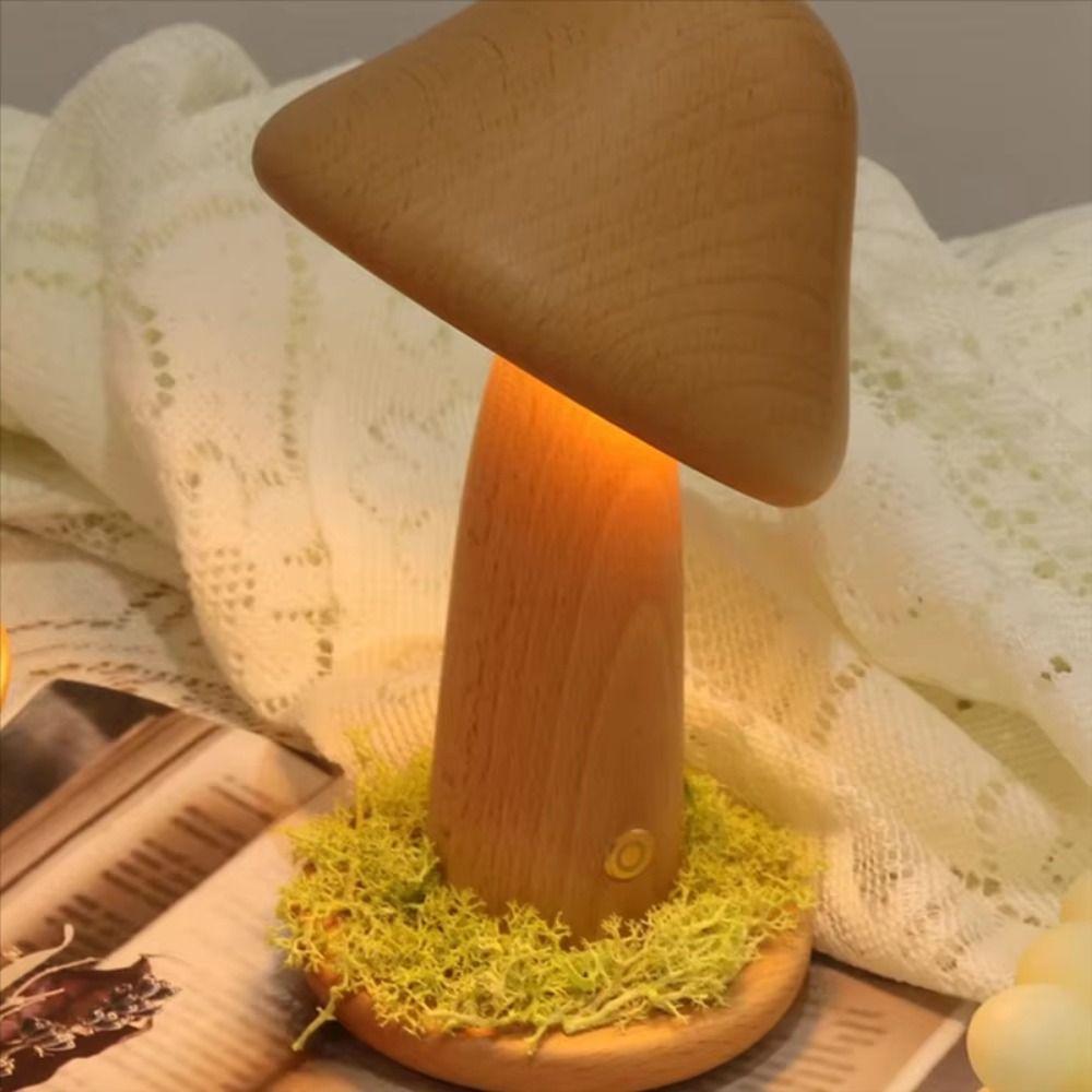 Warm Light Mushroom LED Night Light Beech Wood LED Light Twisted Mushroom Nightlight High Quality Three Colors