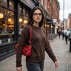 Schnalle Gepunktete Umhängetasche Herzanhänger Crossbody-Tasche Individuelle Quadratische Achseltasche Pendeln