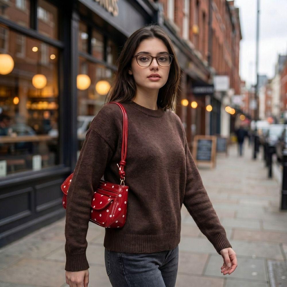 Schnalle Gepunktete Umhängetasche Herzanhänger Crossbody-Tasche Individuelle Quadratische Achseltasche Pendeln