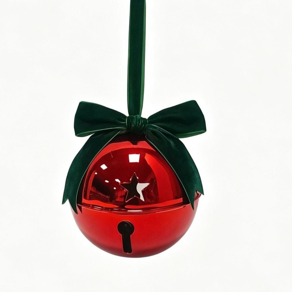 Vintage Christmas Bell Pendant Velvet Bow Xmas Tree Hanging Bells Christmas Tree