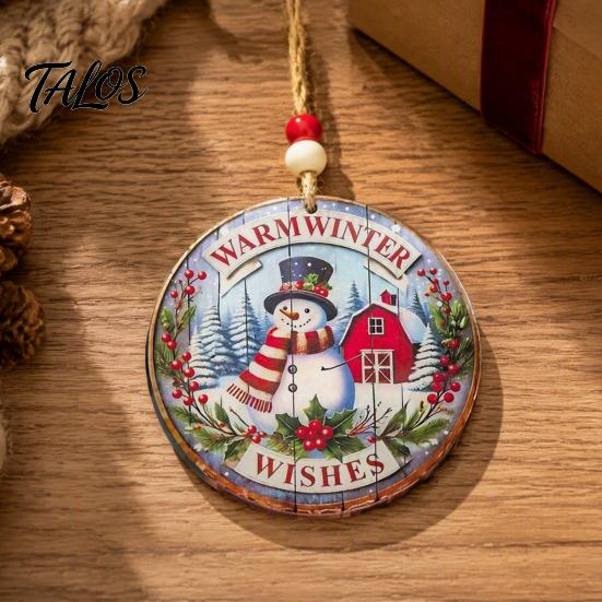 Christmas Gift Wrapping Tags Wooden Hanging Sign with Hemp Rope, Rustic Holiday Wall Decor Party Supplies for Home Decoration, Solid Wood Festive