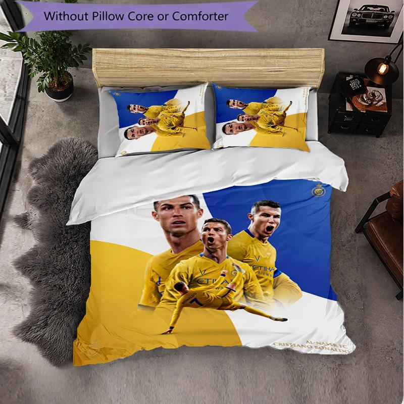 Set Lenzuola 3 Pezzi con Fantasia Cristiano Ronaldo Morbida Microfibra Copripiumino con Federe per Camera da Letto