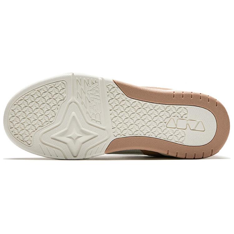 New Anta Slip Resistant Height Increasing Lightweight Low Top Skateboard Shoes Women's White Brown 122518040-5