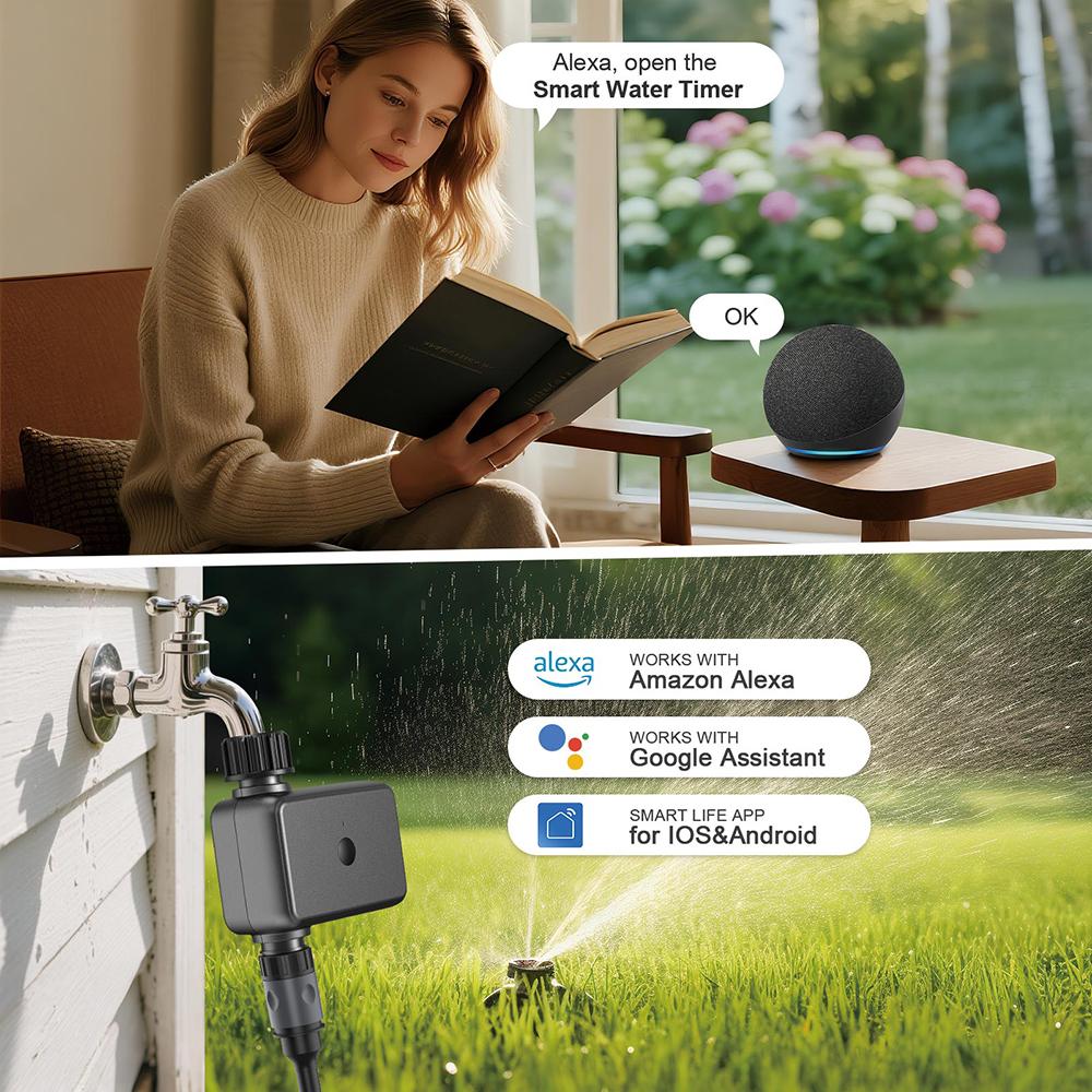 Sistema di irrigazione smart Tuya Wifi Timer automatico per l'acqua Timer per irrigatore Unità di controllo per tubo Flessibile Supporto Alexa per Giardino