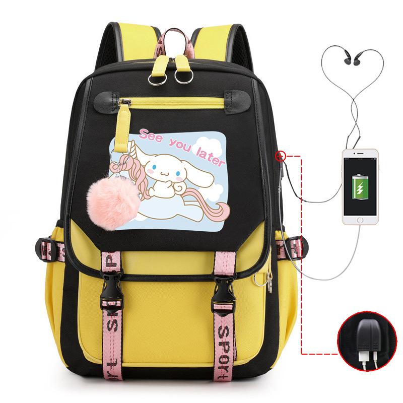 Pies z Dużymi Uszami Plecak Szkolny Męski i Damski Plecak dla Ucznia Szkoły Średniej Gimnazjum Styl College'owy Pasek do Plecaka Plecak Wielofunkcyjny USB