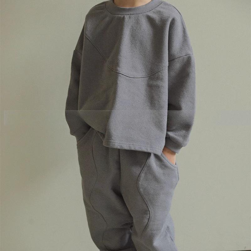 Kinder Sweatshirt Set Herbst/Winter Fleecefutter Set Jungen Mädchen Locker sitzendes Langarm Sweatshirt + Hose 2-teilig