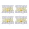 4Pcs Delicate Lace Trimmed Bows Charm Bracelet With Bells Decoration Anklet Gift for Halloween Prom Masquerades