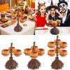 Charming Halloween Resin Pumpkin Cup And Broom Decorative Ornament Set For Festive Home Decor
