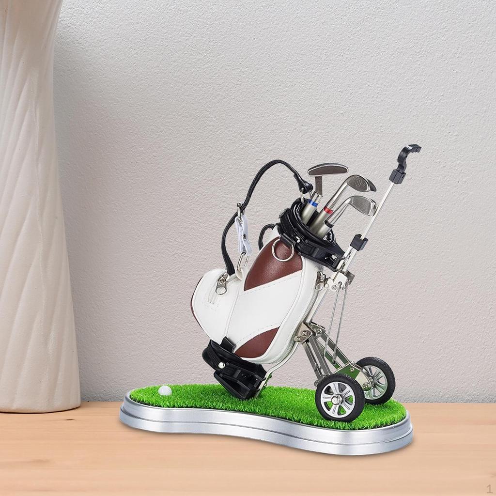 Golf Bag Miniature Pen Holder Souvenir 20x12x20cm Decorative Desk Toy for Home Office Book