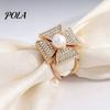Rhinestone Scarf Ring Geometric Ring, Sparkling Elegant Faux Pearl Holder, Decorative Women Wrap Holder for Neckerchiefs Scarves Shawls Shirts Clip