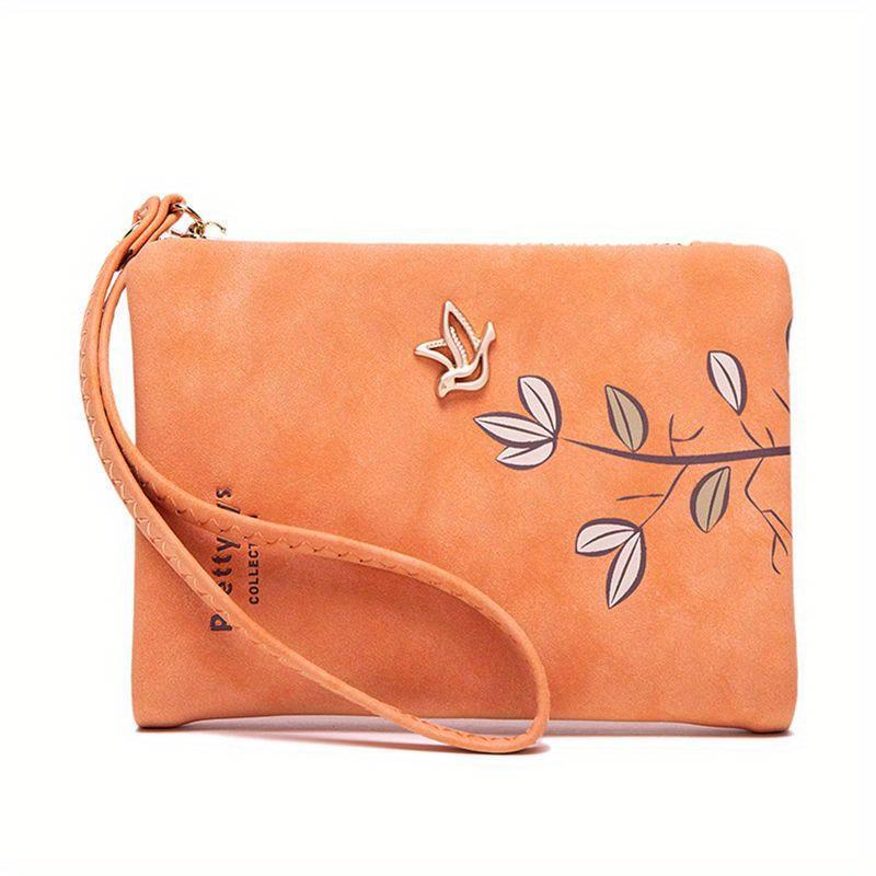 Billetera Corta Estampada Simple Monedero Casual con Pulsera Bolso de Mano Combinable Moderno Unisex para Uso Diario