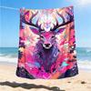 1pc Deer Art Print Outdoor Blanket, Soft And Comfortable Blanket, Casual Warm Outdoor Blanket