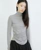 PROVO Mock Neck Shirred Tee / Gray
