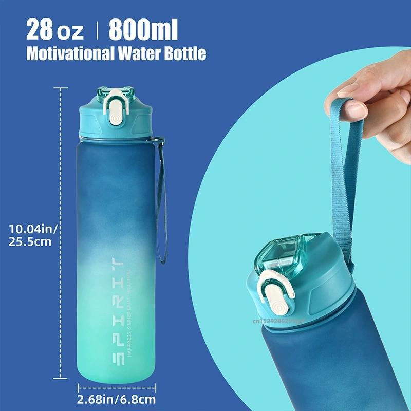 800ml Gradient Color Plastic Sports Water Bottle Leakproof Portable Water Cup for Gym Travel Outdoor Drinking Bottle