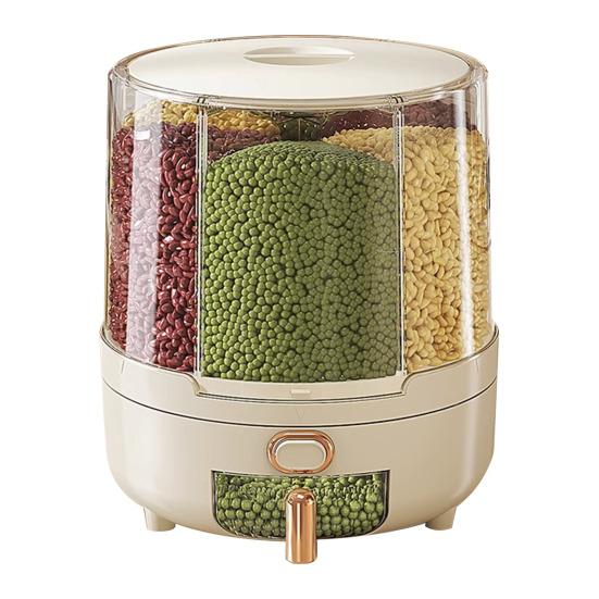 

Yousheng вращающийся на 360 градусов дозатор хлопьев контейнер для риса с крышкой большой емкости несколько отсеков органайзер для хранения зерна L