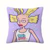 Retro 90S Girl Print Pillow Cover Vintage Cartoon Style Zipper Cushion Case Home Dorm Decor