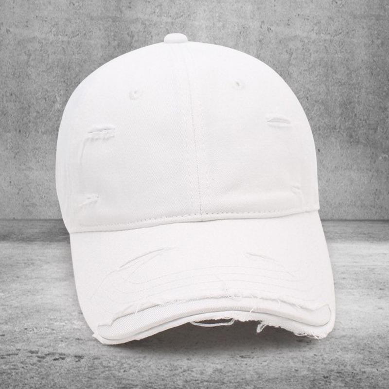 Peaked cap Cotton ripped baseball cap Men's versatile soft top curved brim sun hat Embroidery Women's trend