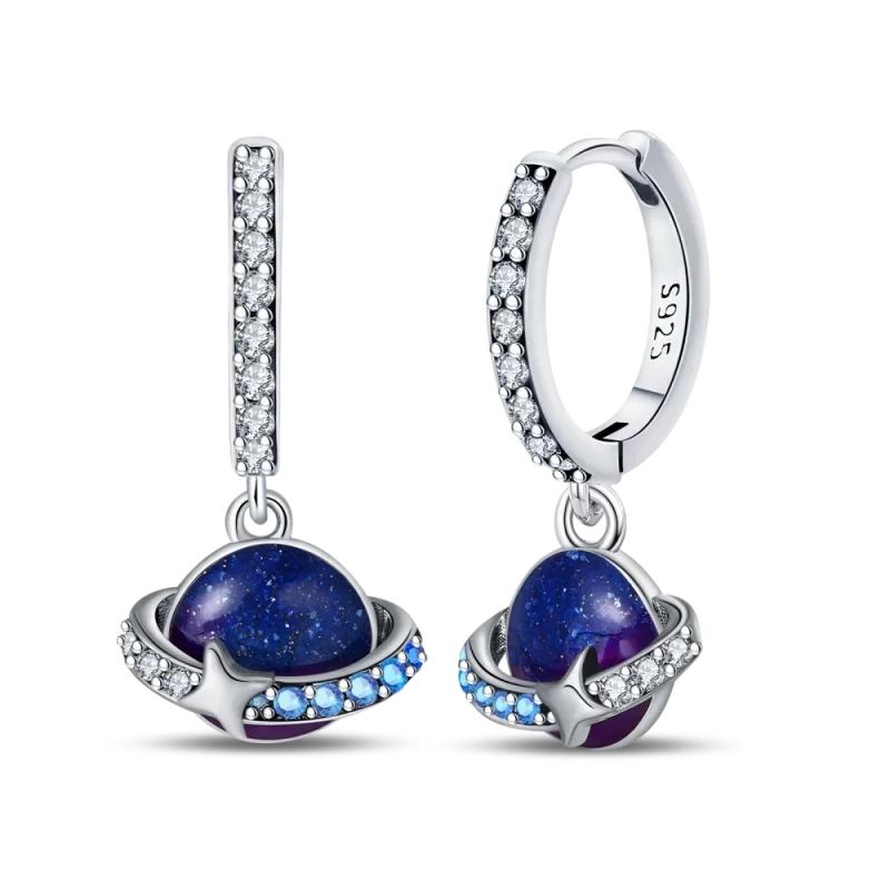 925 Sterling Silver Love Feather Moon Star Heart Earrings Fit Original Charms Hoop for Women Girls Stud Earring Jewelry Gifts