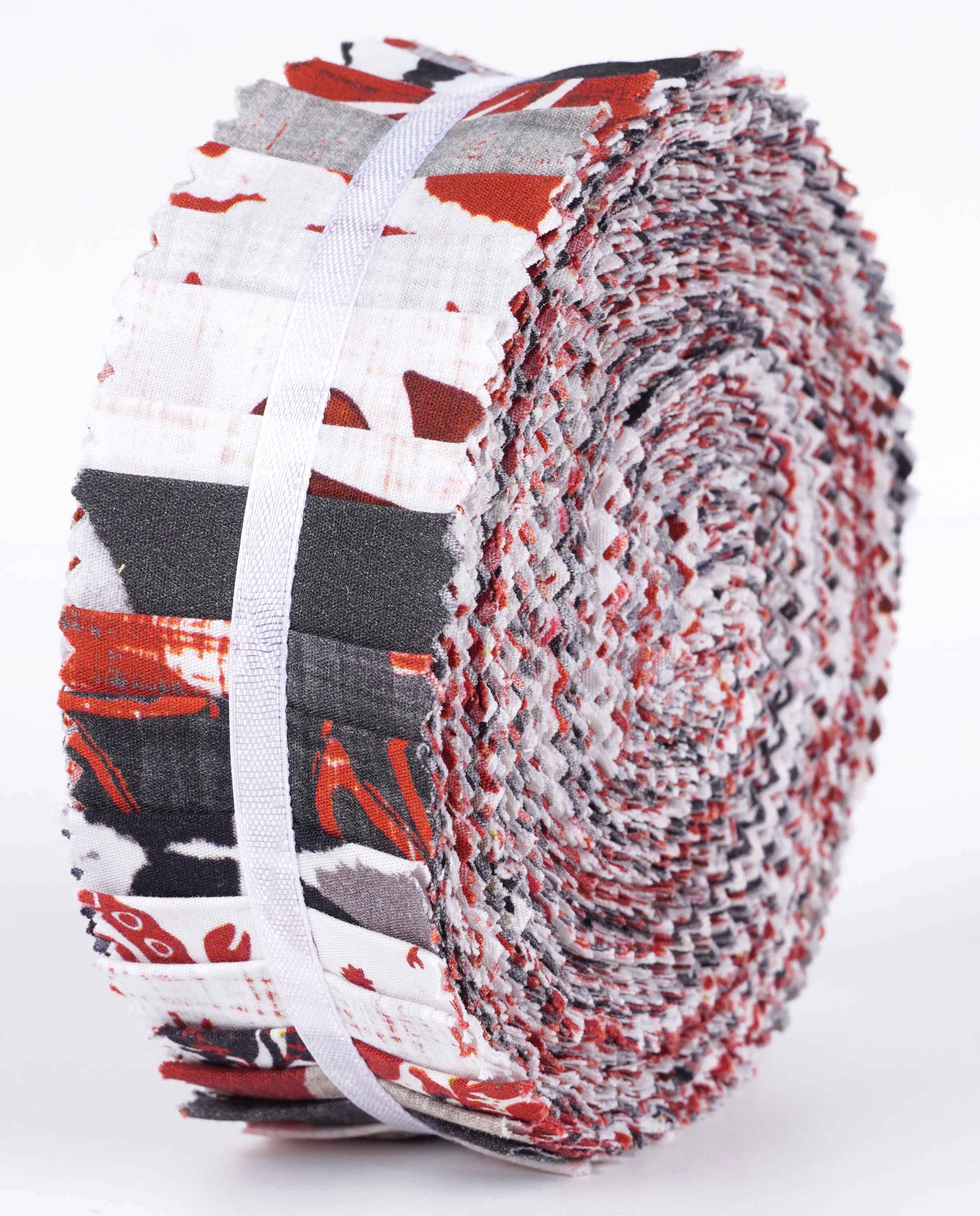 

Soimoi, 40 шт., бавовняна нарізана тканина з блоковим принтом для стьобання, ремісничі смужки 2,5x42 дюйма, желейний рулон - 1.5x42inches червоний