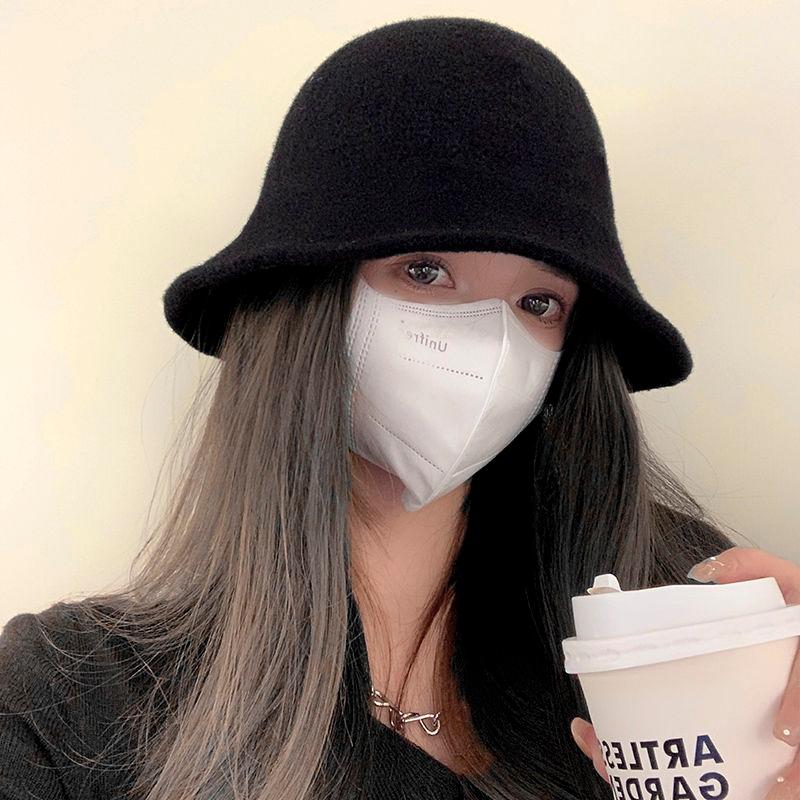 Women Solid Color Fisherman Hat Thin Fur Foldable Winter Bucket Basin Knitting Fleece Hat