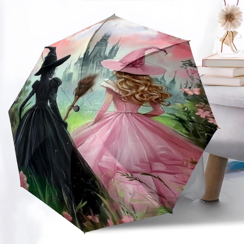 1PC Witch Princess  Automatic Umbrella - Suitable Travel Outdoor Portable Umbrella Birthday Gift Daily Essentials