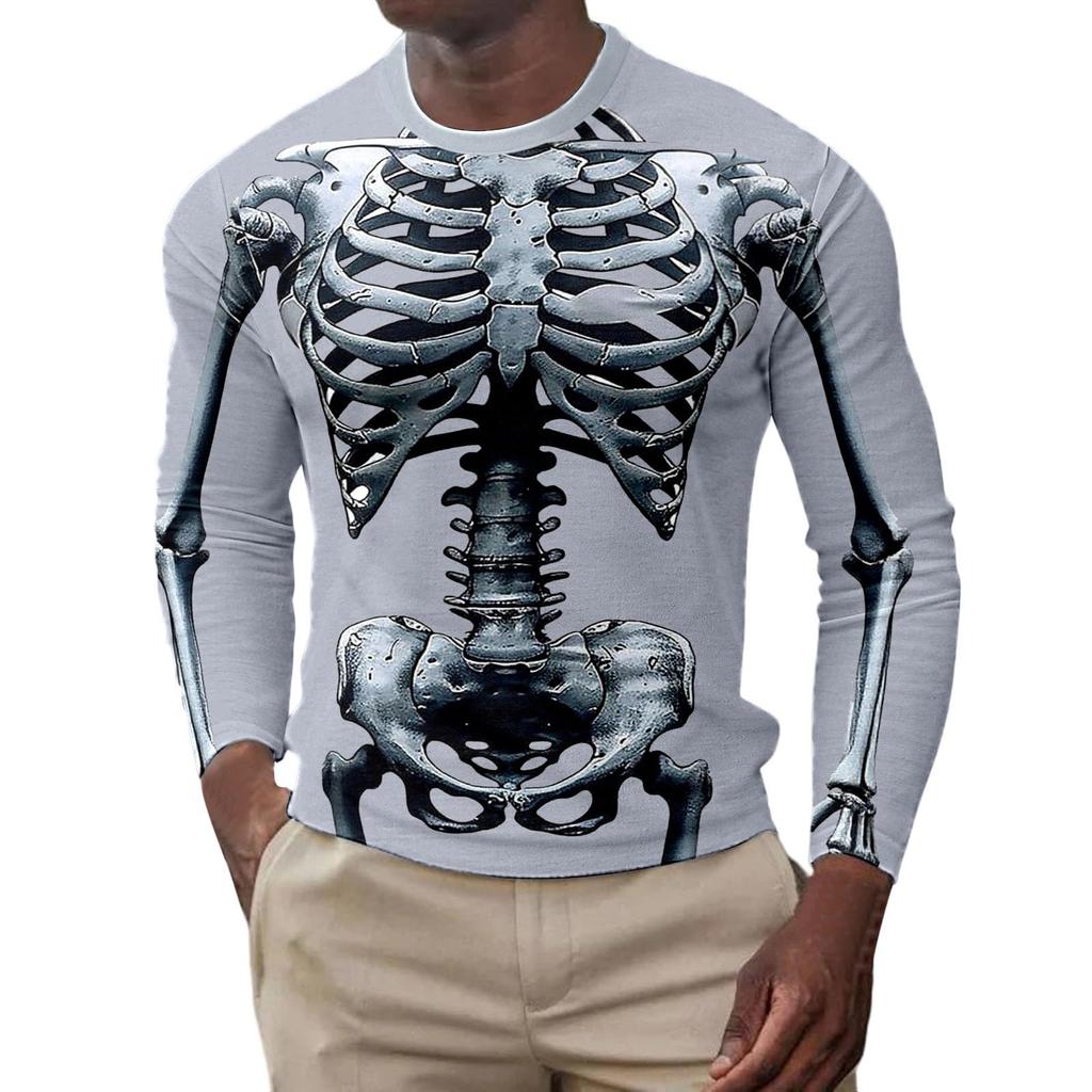 Men's Halloween Long Sleeve Neck T-Shirt for Costume Party