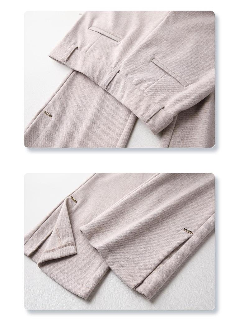 2024 Women's Apricot Flared Wool Pants: High-Waist, Slimming, Casual for Autumn/Winter