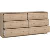 Commode OREGON 6 Tiroirs - Décor chêne - L 143 x P 30 x H 68 cm