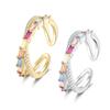 European & American Fashionable Double Row Rhinestone Zirconia Adjustable Ring for Women - Celebrity Style Finger Jewelry