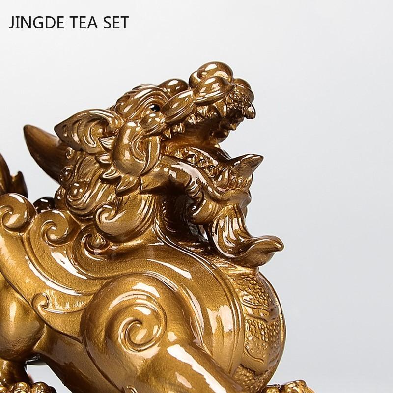 Creative Color-changing Tea Pet Lucky Pixiu Tea Table Decoration Chinese Tea Set Resin Ornaments Customized Teaware Supplies