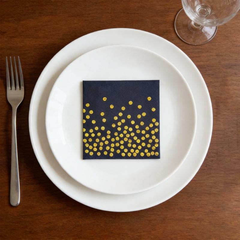 Pack of 20 Double Ply Disposable Napkins with Gold Foil Pattern for Party Decorations and Event Birthday Supplies