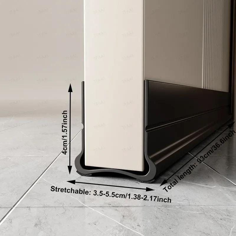 93cm Self-adhesive Door Bottom Sealing Strip PVC Flexible Door Gap Wind and Dust Proof Weather Strip with Soundproofing Felt