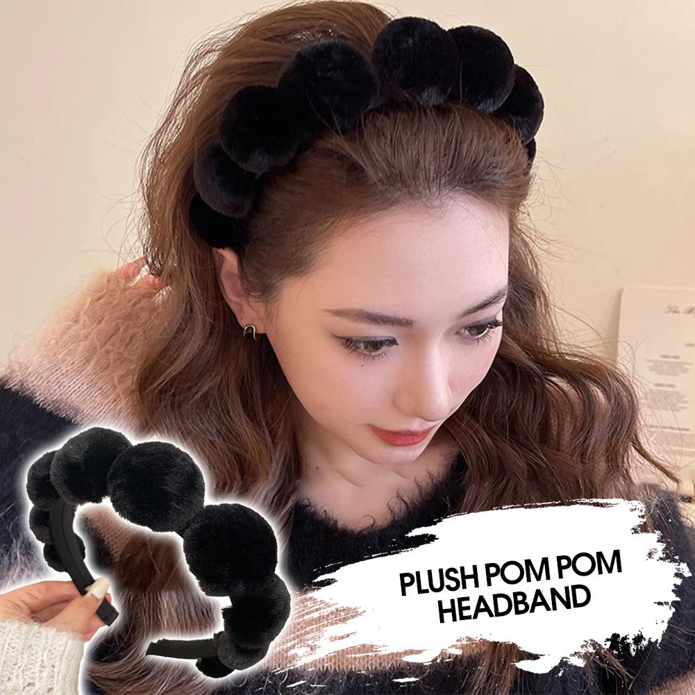 Winter Rabbit Fur Headbands for Women Girls Elegant Faux Furry Headband High Forehead Headband Wide Hair Bands Hair Accessories