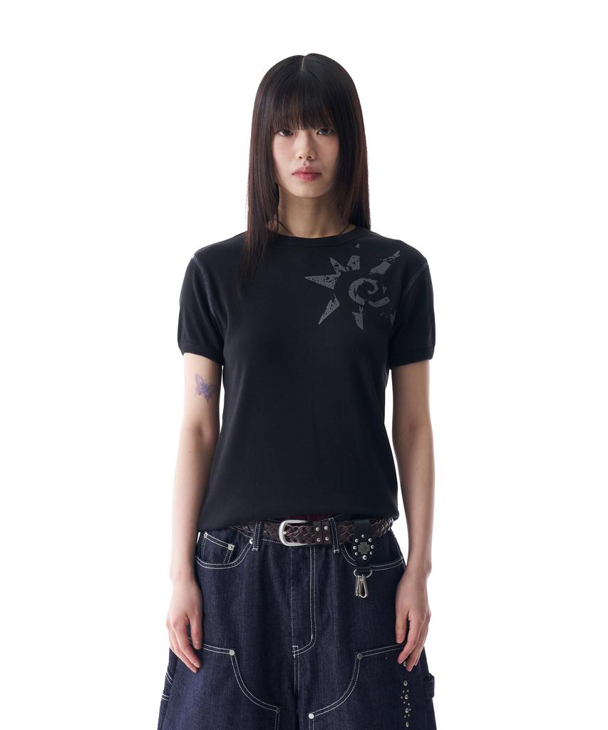 AAKAM Ribbed Star Ringer Top (Black)