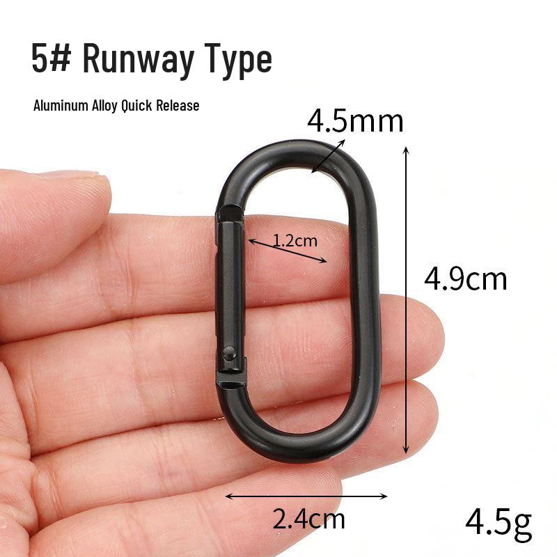 D-Shaped Black Aluminum Carabiner Bluetooth Earphone Case Hook Keychain Ornament