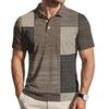 Mens Loose Fit Casual Plaid Print Short Sleeve Polo Shirt Classic Turn Down Collar Soft Lightweight Top