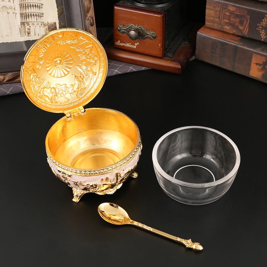 Elephant Carved Seasoning Jar, High-grade Light Luxury Metal Sugar Cup, Household Kitchen Chicken Essence Seasoning Storage Box