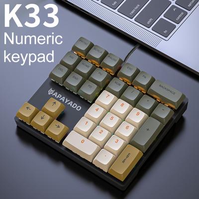 Drátová mechanická 33klávesová numerická klávesnice s vícebarevným podsvícením, hřídel, příslušenství k numerické klávesnici pro notebook, externí klávesnice