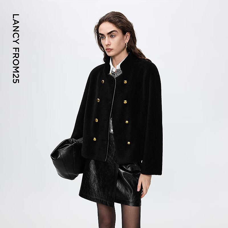 Women's Faux Fur Stand Collar Wool Blend Coat