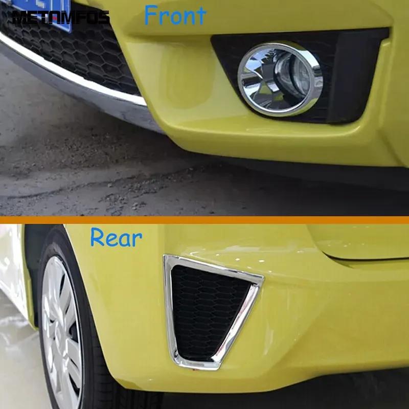 Front Rear Bumper Fog Light Lamp Cover Trim For Honda Fit Jazz 2014 2015 2016 2017 Chrome Foglight Protection Frame Accessories