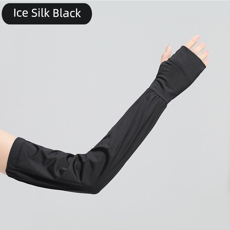 

Ice Silk Women s Sun Protective Outdoor Riding Trolley Sun Protective Gloves Ice Silk Loose Ice Sleeve-Black All yards