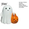 Holiday Ghost Ornament Halloween Holding Pumpkin Figurine, Spooky Statue with Night Light, Resin for Desk Tabletop Centerpiece Lighted Figurine