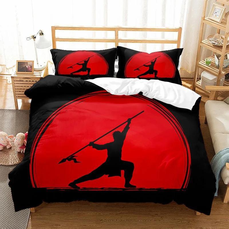 Comforter Luxury Kungfu Design Yin And Yang Bedding Set Chinese Martial Art Boys Full King Size Sports Comforter Set