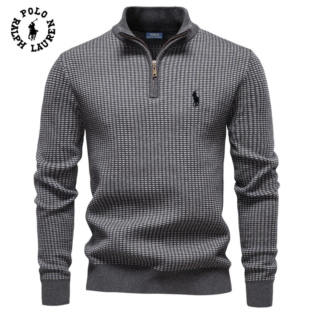 Polo Ralph Lauren 2025 Høst og Vinter Broderi Ny Herre Tykk Genser Herre Halv Glidelås Ståkrage Business Casual Genser