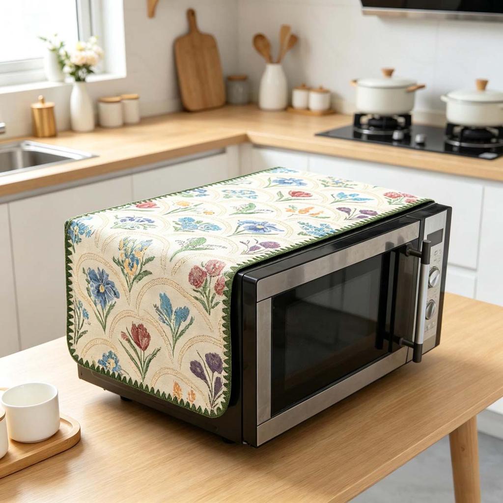 30x90cm Simple Cotton Linen Microwave Dust Cover Anti Dust Oven Cloth Cover