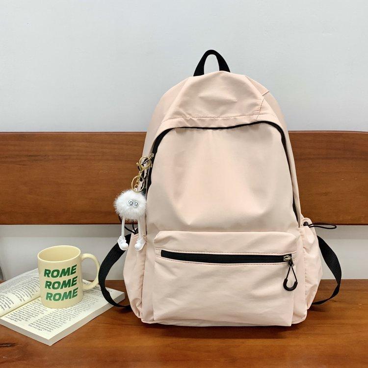 Schoolbag Korean version girl light solid color simple small schoolbag women large capacity junior high school high school students computer backpack