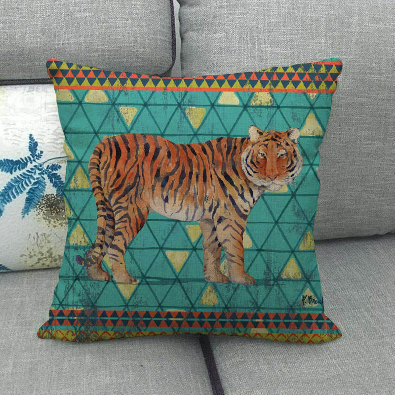 Nordic Vintage Animal Patterns Digital Printing Short Plush Pillow Covers For Car Sofa Office Cushion Cover Home Goods