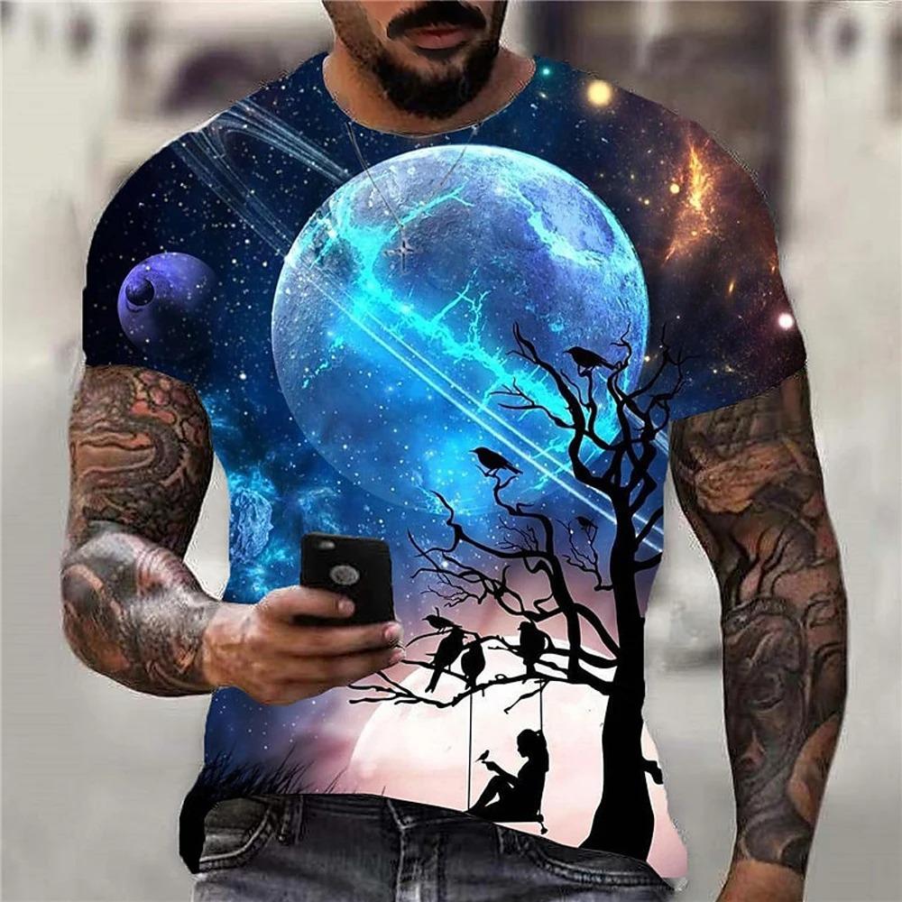 2024 Men's Vintage Clock Print T-Shirt Men's Street Casual Wear Men's Summer Fashion Top Men's Sports Sweat Wicks Short Sleeve