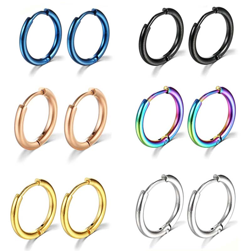 1 Paire Boucles d'Oreilles Créoles en Acier Inoxydable Femmes Hommes Couleur Or Petites Boucles d'Oreilles Bijoux Fille Pendientes Mujer Aretes Piercing Cartilage